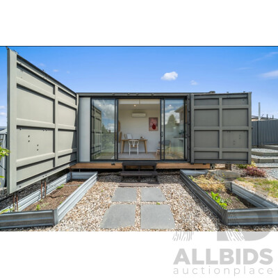 20 Foot Shipping Container Modified with Kitchen/Toilet/Vanity and Display Shower