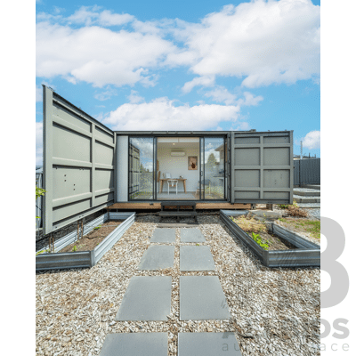 20 Foot Shipping Container Modified with Kitchen/Toilet/Vanity and Display Shower