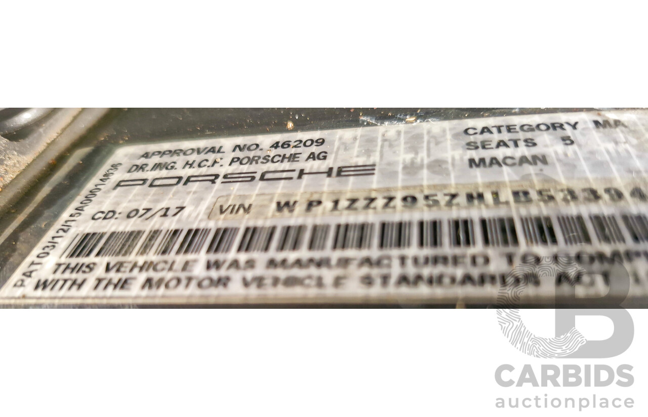 7/2017 Porsche Macan S Diesel (AWD) MY17 4d Wagon Agate Grey Metallic Turbo Diesel V6 3.0L