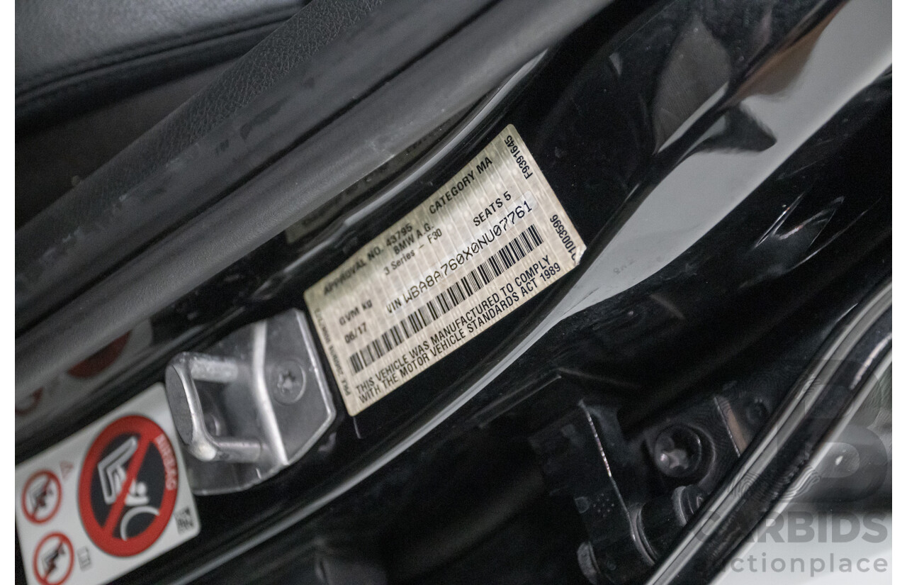 06/2017 BMW 330i M-Sport F30 LCI MY18 4D Sedan Black Sapphire Metallic Turbo 2.0L