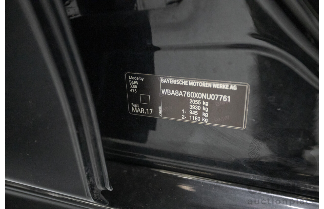 06/2017 BMW 330i M-Sport F30 LCI MY18 4D Sedan Black Sapphire Metallic Turbo 2.0L