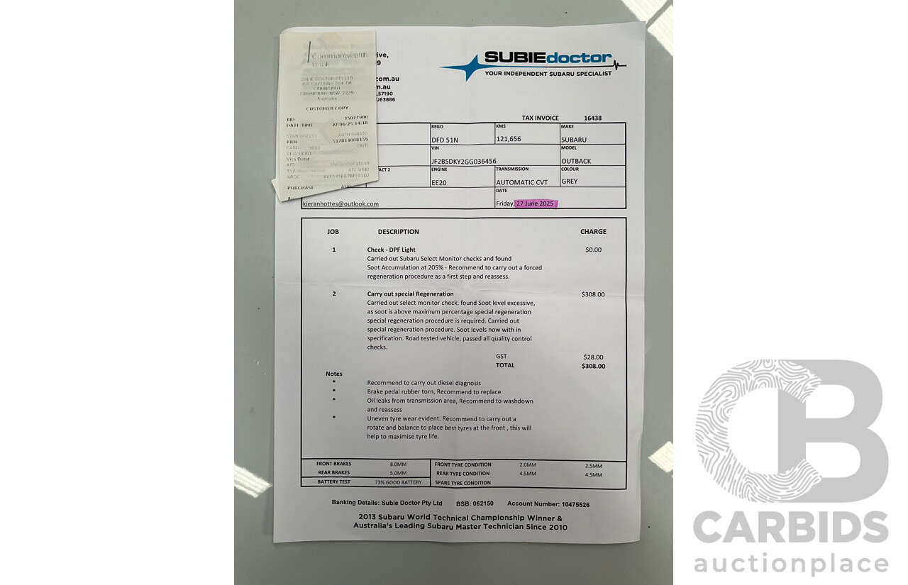 04/2016 Subaru Outback 2.0D Premium (AWD) MY16 4d Wagon Carbide Grey Metallic Turbo Diesel 2.0L