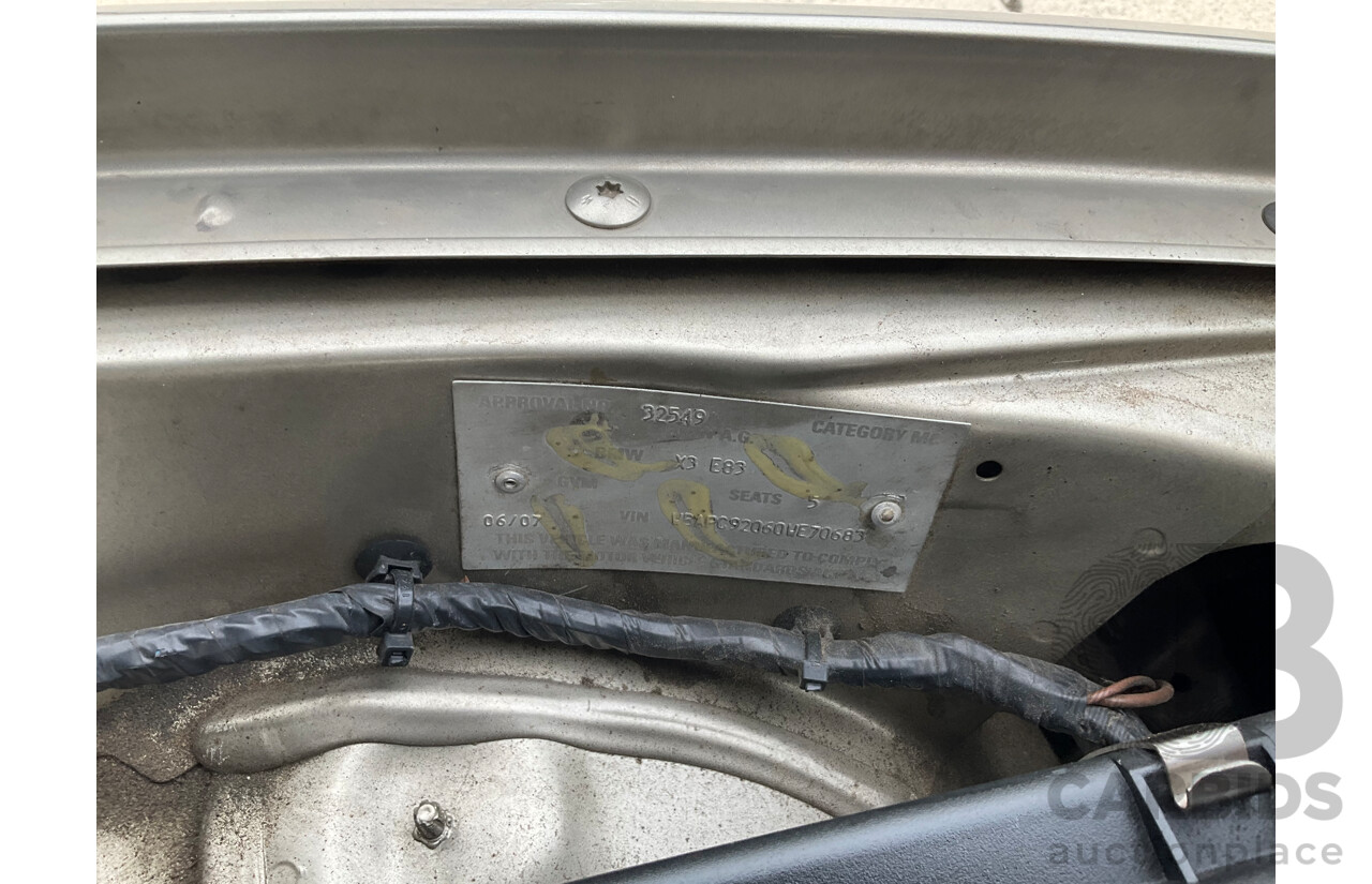 6/2007 BMW X3 3.0si E83 MY07 Automatic Steptronic 4d Wagon Platinum Bronze Metallic 3.0L