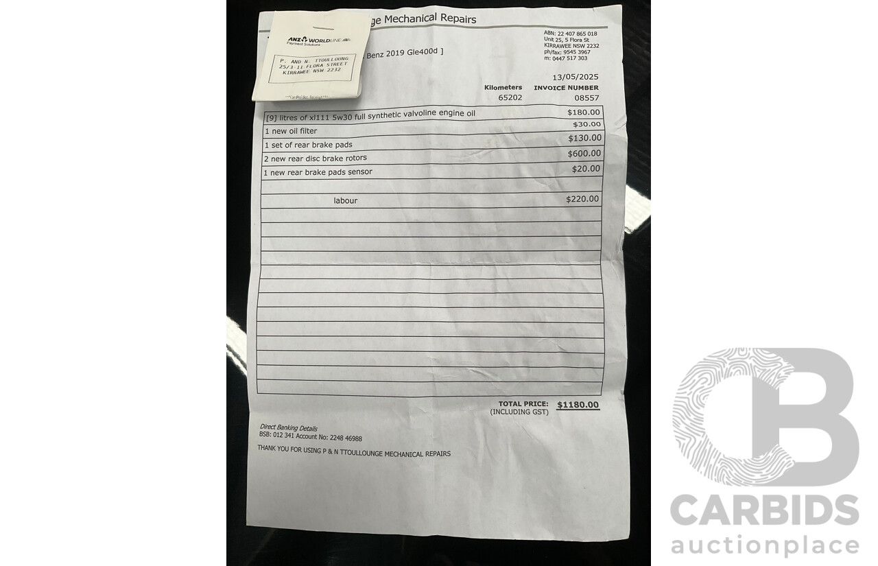 12/2019 Mercedes Benz GLE400d 4Matic (AWD) V167 MY20 4d Wagon Obsidian Black Metallic Twin Turbo Diesel V6 2.9L - 7 Seater