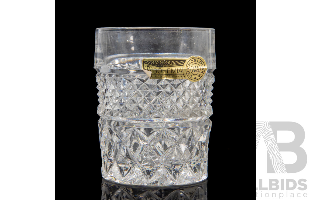 Bohemia Lead Crystal Decanter and Six Tumblers in Original Box