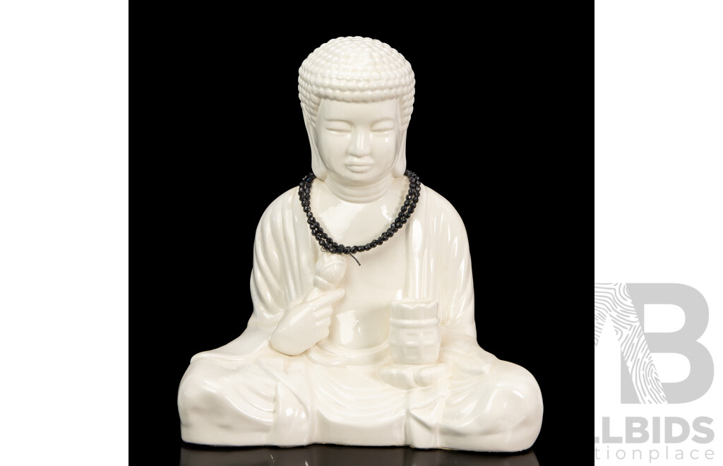 Large Glazed Ceramic Seated Buddha by Delika Designs