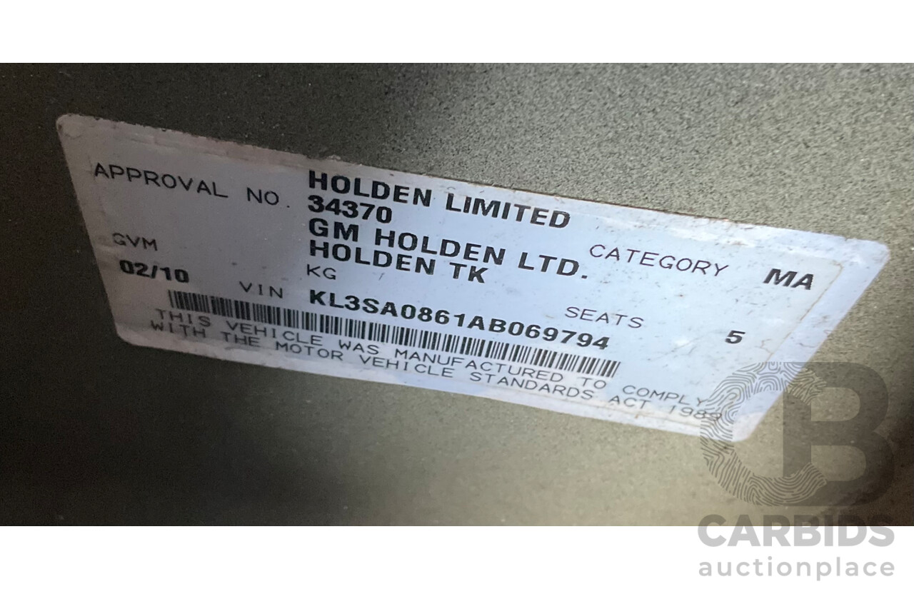 2/2010 Holden Barina TK MY10 3d Hatchback Black 1.6L