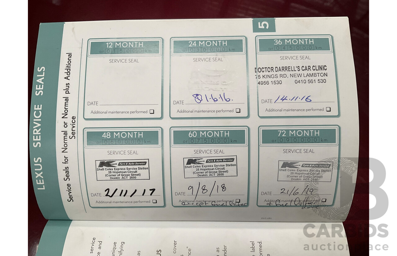 1/2014 Lexus RX350 F-Sport GGL15R MY12 4d Wagon Fire Agate Red Pearl V6 3.5L