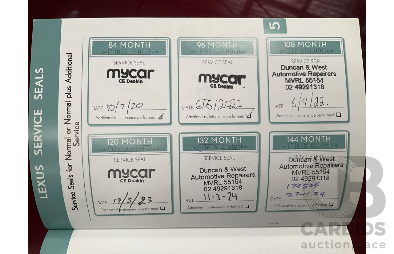 1/2014 Lexus RX350 F-Sport GGL15R MY12 4d Wagon Fire Agate Red Pearl V6 3.5L