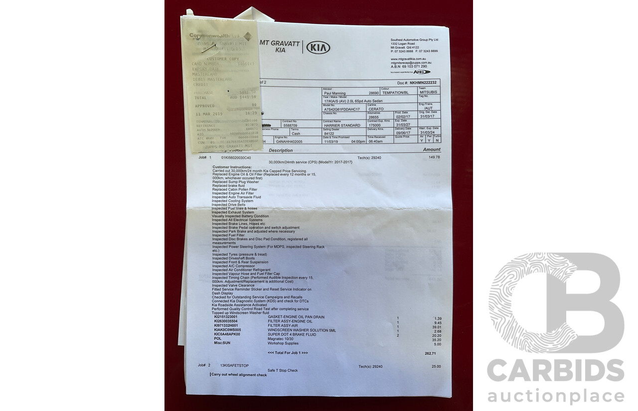 02/2017 Kia Cerato S Premium (FWD) YD MY17 4d Sedan Temptation Red 2.0L