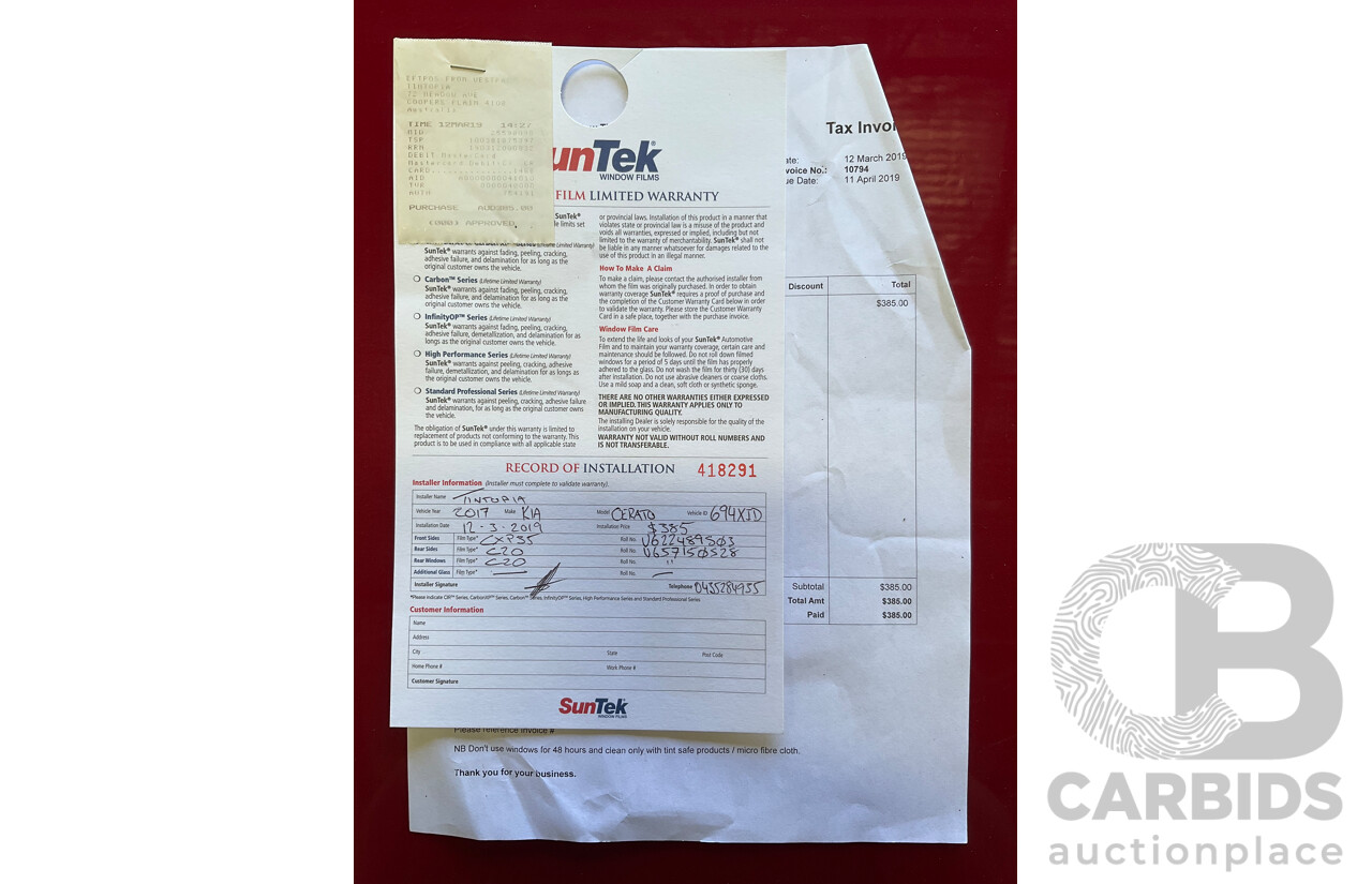 02/2017 Kia Cerato S Premium (FWD) YD MY17 4d Sedan Temptation Red 2.0L