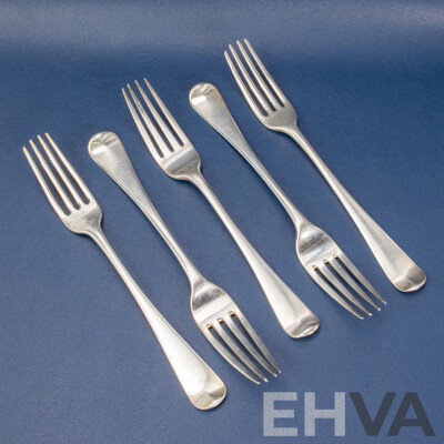 Five Antique Silver Forks Including William Sumner I, London 1805, 1784, 1783, 1807