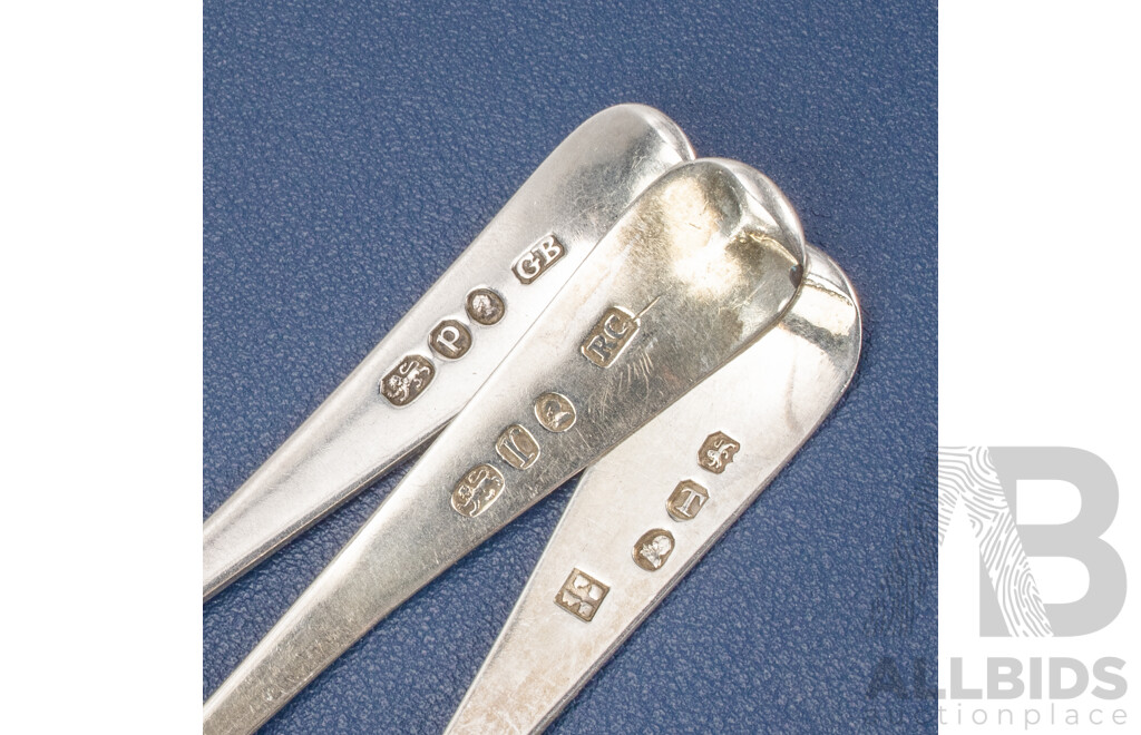 Twelve Silver Teaspoons Including Randall Chatterton, George Burrows, Sarah & John William Blake