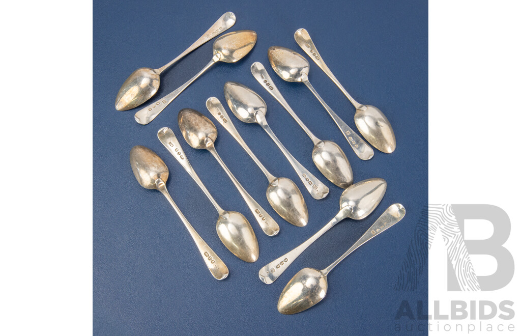 Twelve Sterling Silver Teaspoons Including Randall Chatterton, George Burrows, Sarah & John William Blake