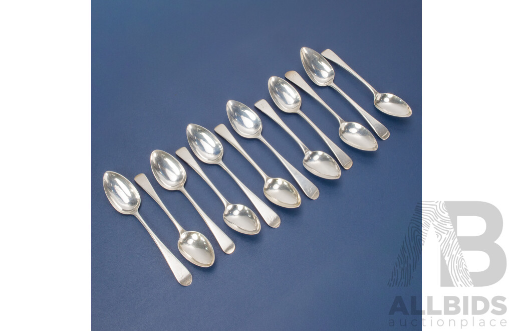 Twelve Antique Silver Spoons Including William Eley I & William Fearn, London, 1806, 1819, Solomon Hougham, London 1816