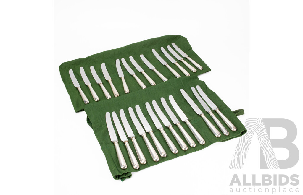 Twenty Four Piece Silver Whitehill Knife Set, Sheffield England 1977, 1981, 1989