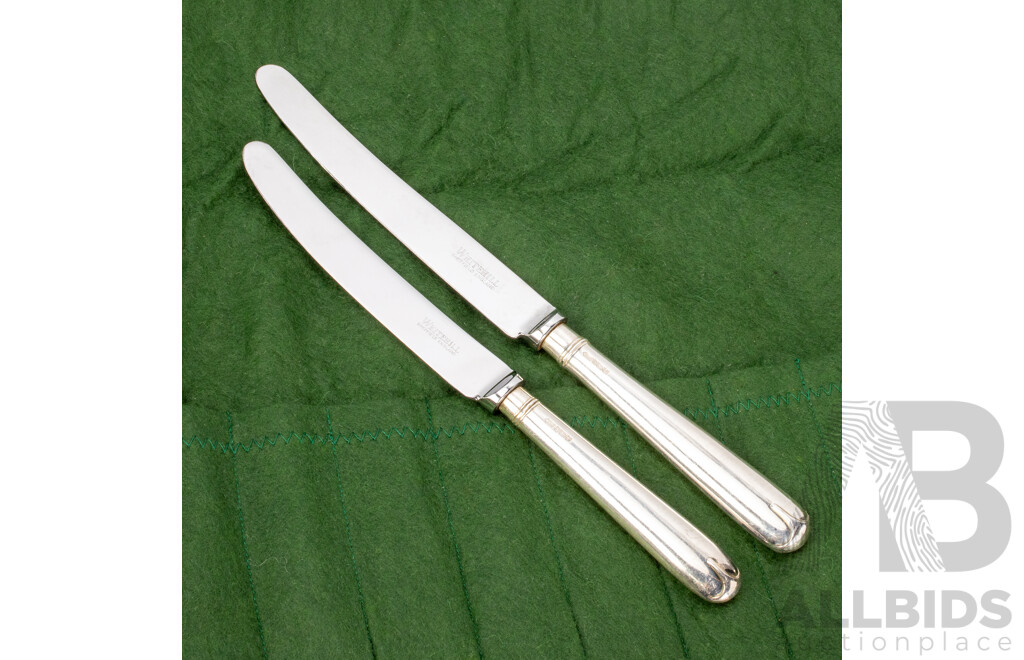 Twenty Four Piece Silver Whitehill Knife Set, Sheffield England 1977, 1981, 1989