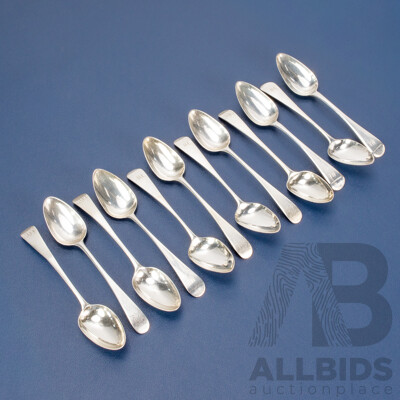 Twelve Silver Teaspoons Including Randall Chatterton, George Burrows, Sarah & John William Blake
