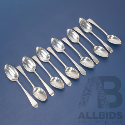 Twelve Antique Silver Spoons Including William Eley I & William Fearn, London, 1806, 1819, Solomon Hougham, London 1816