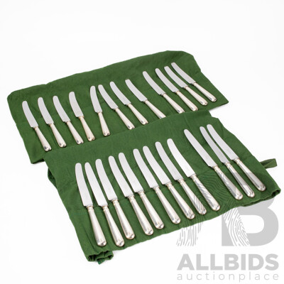 Twenty Four Piece Silver Whitehill Knife Set, Sheffield England 1977, 1981, 1989