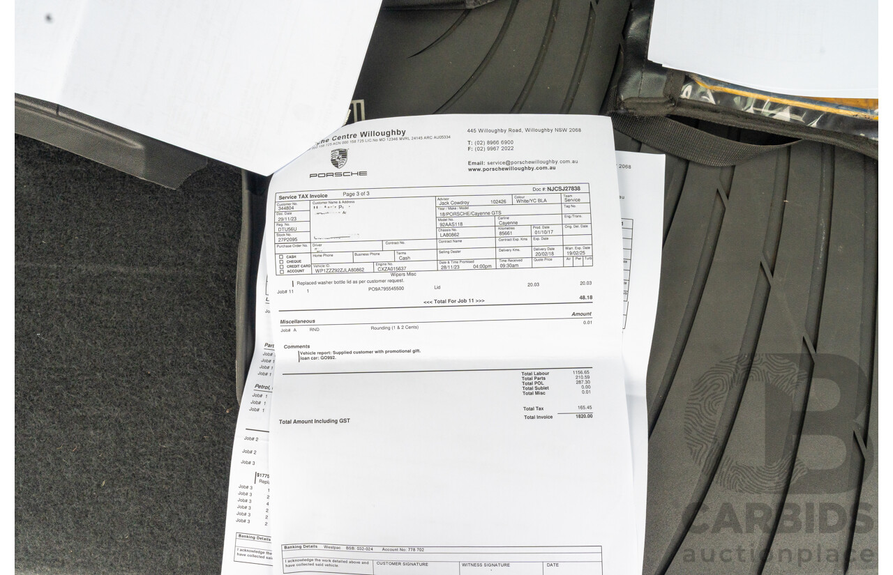 1/2018 Porsche Cayenne GTS (AWD) Series 2 MY18 4d Wagon Carrara White Twin Turbo V6 3.6L