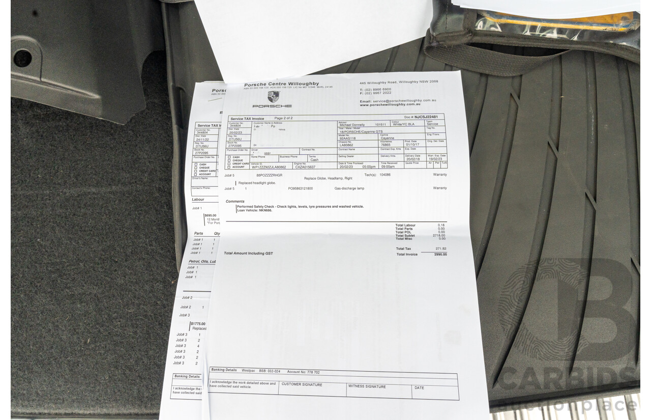 1/2018 Porsche Cayenne GTS (AWD) Series 2 MY18 4d Wagon Carrara White Twin Turbo V6 3.6L