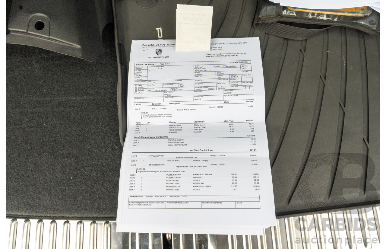 1/2018 Porsche Cayenne GTS (AWD) Series 2 MY18 4d Wagon Carrara White Twin Turbo V6 3.6L