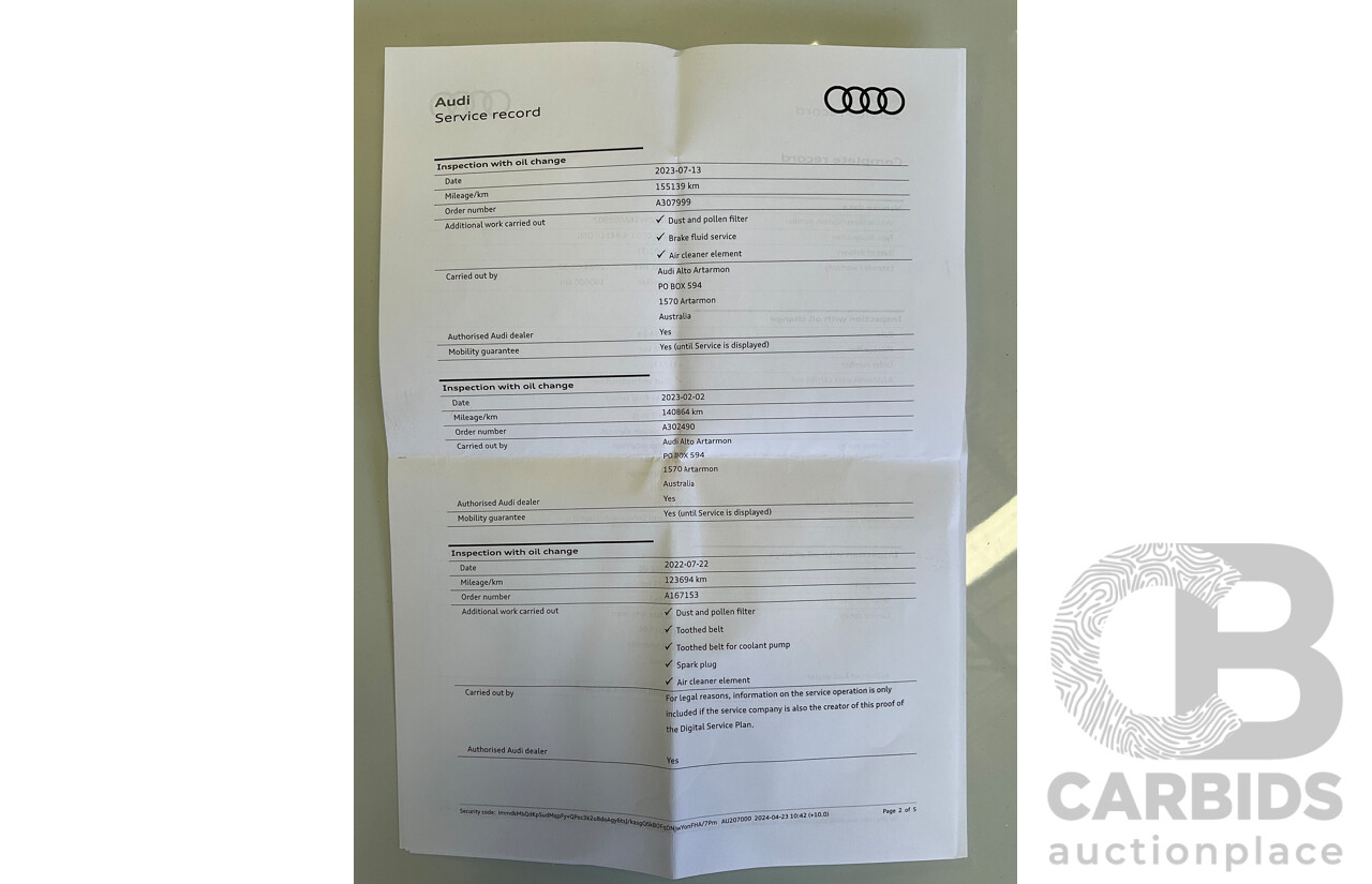 01/2019 Audi A3 35 TFSI (FWD) 8V MY19 4d Sportback Glacier White Metallic Turbo 1.4L