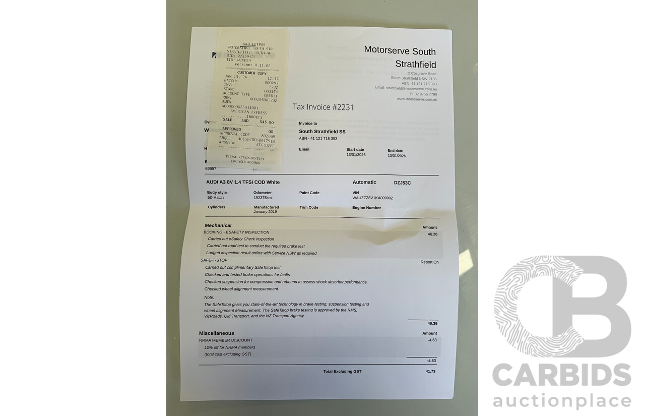 01/2019 Audi A3 35 TFSI (FWD) 8V MY19 4d Sportback Glacier White Metallic Turbo 1.4L