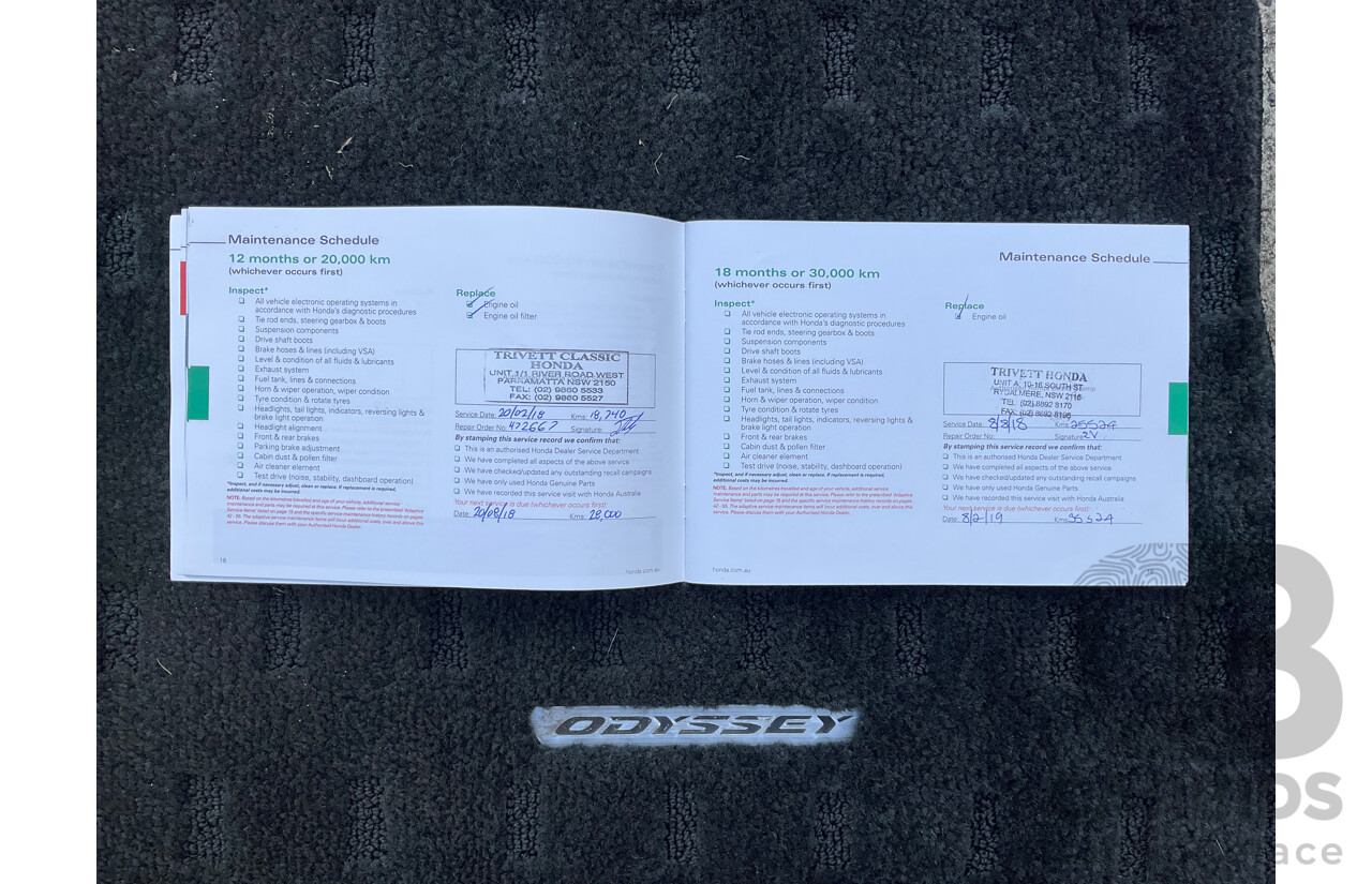 03/2016 Honda Odyssey VTi-L (FWD) RC MY16 7 Seats 4d Wagon White Diamond Pearl 2.4L - 7 Seater