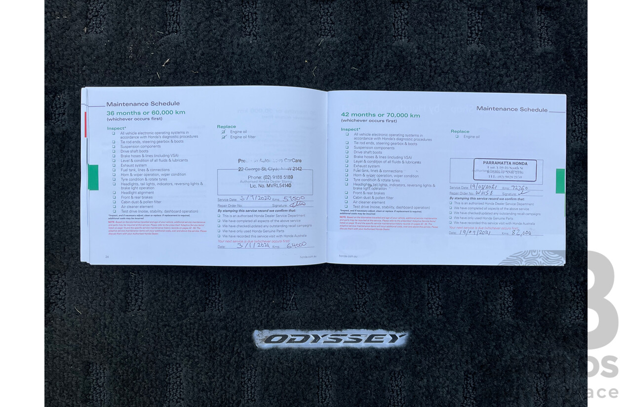 03/2016 Honda Odyssey VTi-L (FWD) RC MY16 7 Seats 4d Wagon White Diamond Pearl 2.4L - 7 Seater