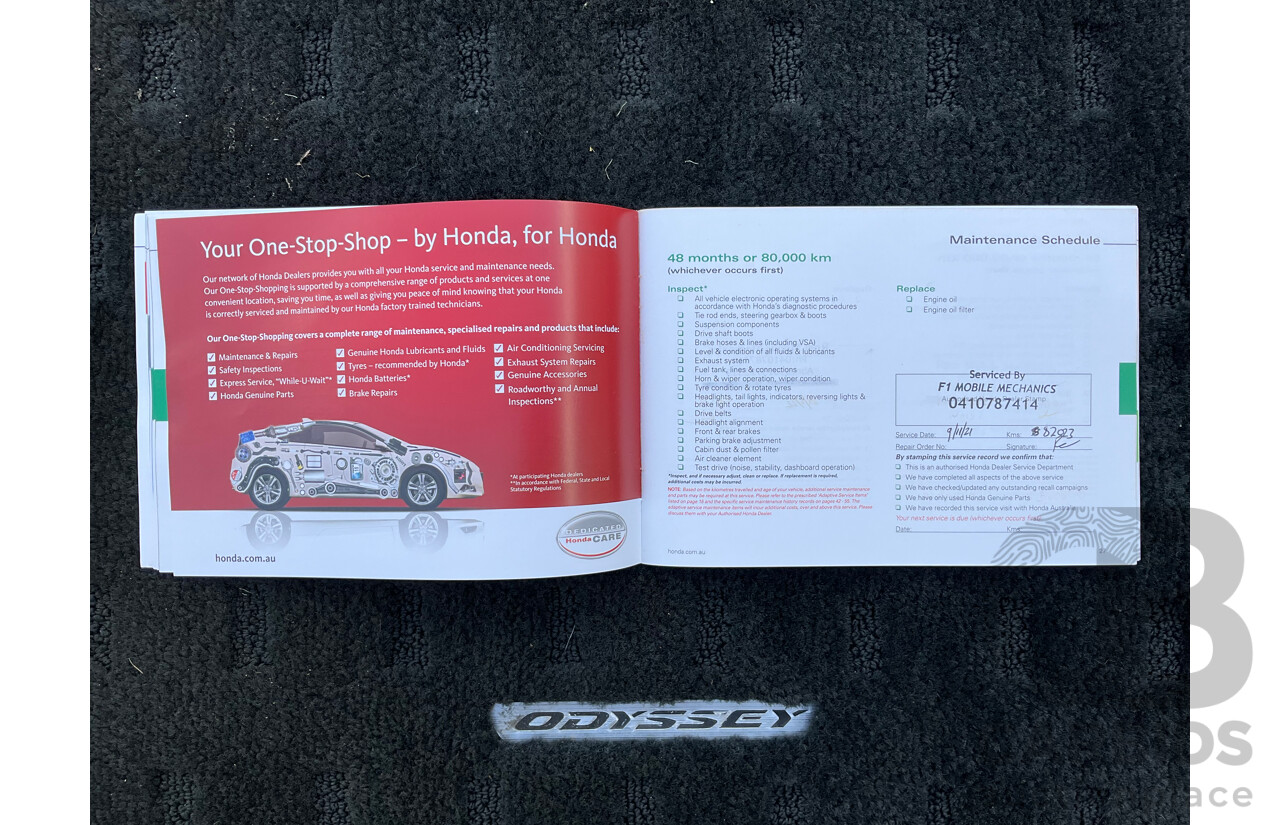 03/2016 Honda Odyssey VTi-L (FWD) RC MY16 7 Seats 4d Wagon White Diamond Pearl 2.4L - 7 Seater