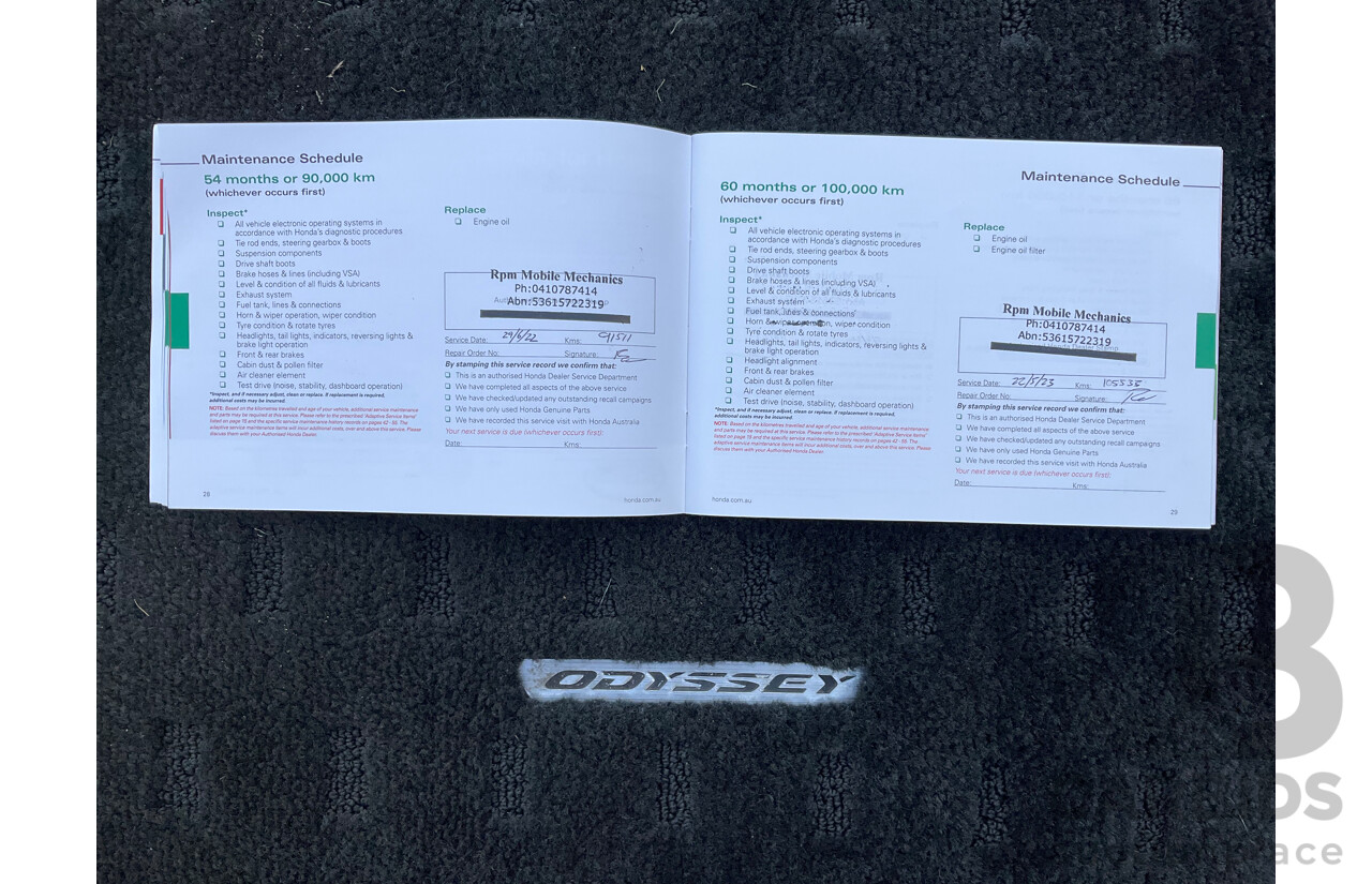 03/2016 Honda Odyssey VTi-L (FWD) RC MY16 7 Seats 4d Wagon White Diamond Pearl 2.4L - 7 Seater