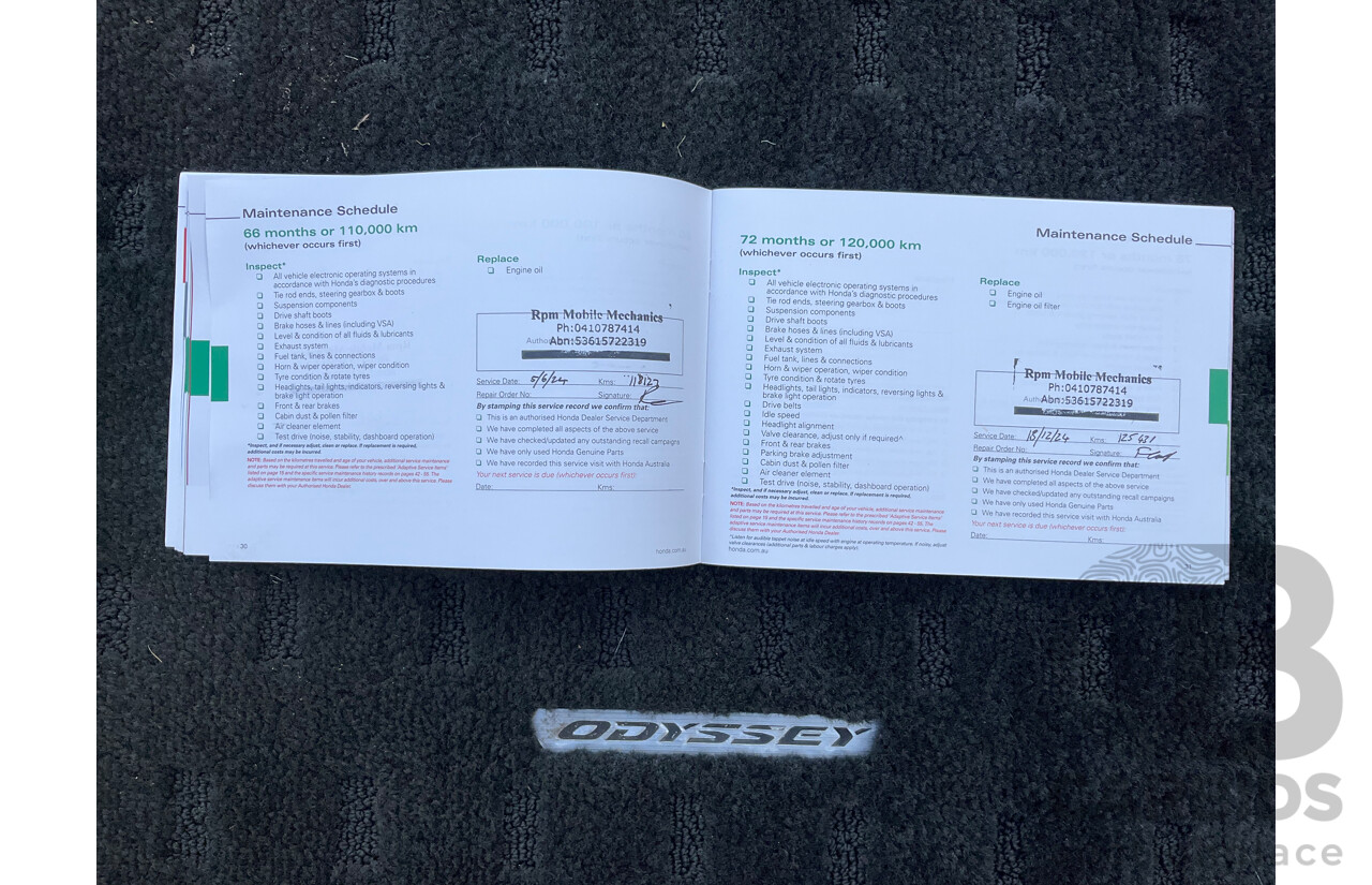 03/2016 Honda Odyssey VTi-L (FWD) RC MY16 7 Seats 4d Wagon White Diamond Pearl 2.4L - 7 Seater