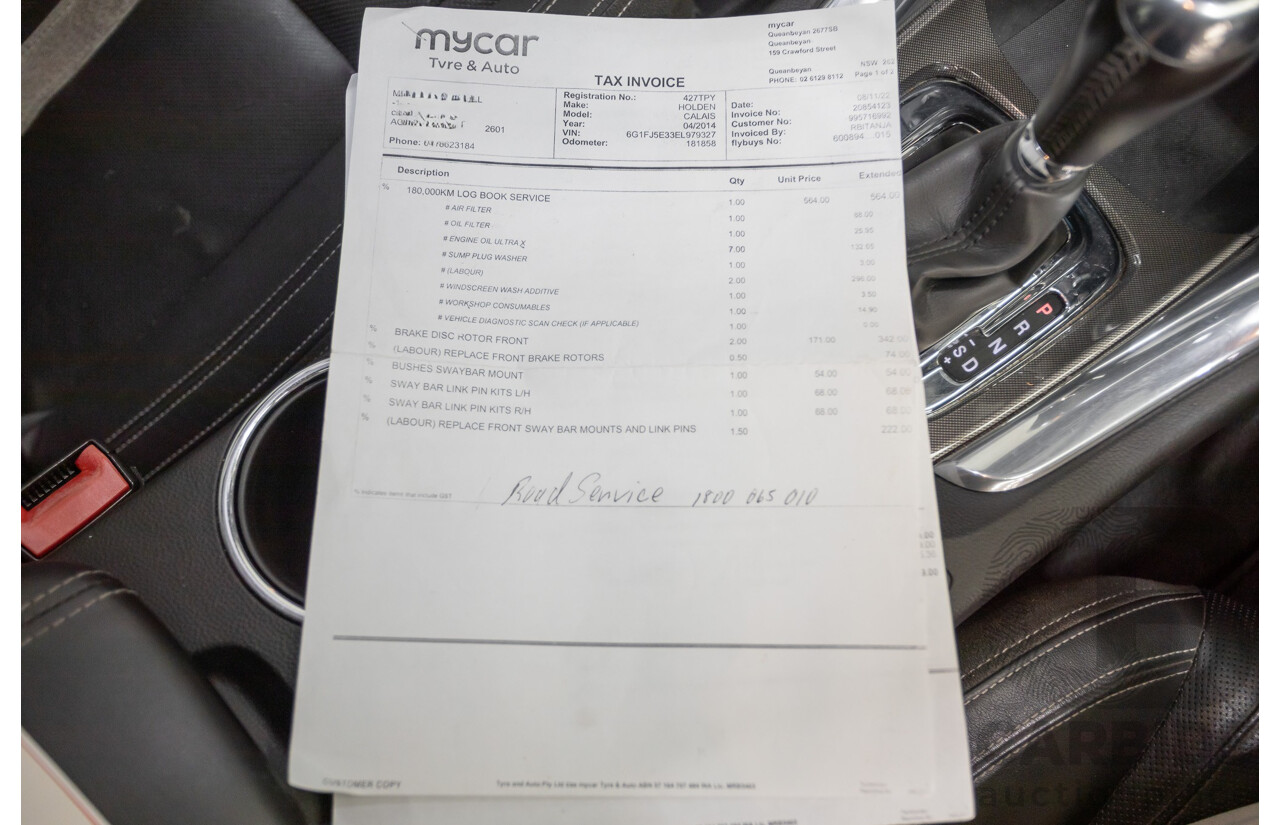 2/2014 Holden Calais V VF 4d Sedan null 3.6L