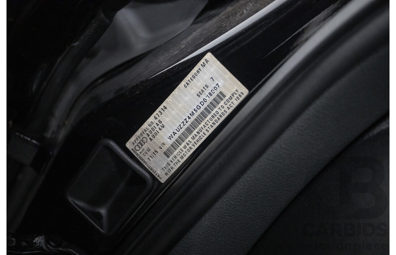 11/2015 Audi Q7 3.0 TDI Quattro (AWD) 4M 4D Wagon Black Turbo Diesel 3.0L (200kW) - 7 Seats