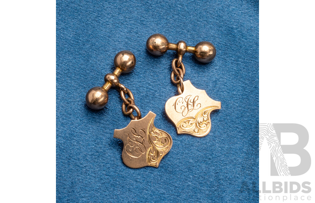 9ct Rose Gold Cufflinks - 7.81gms