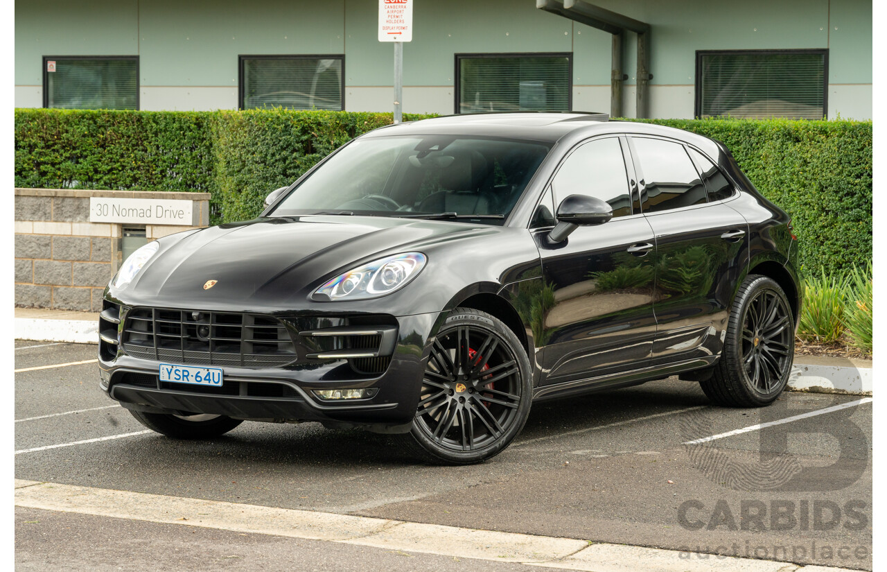 07/2016 Porsche Macan Turbo (AWD) MY16 4d Wagon Jet Black Metallic Twin Turbo V6 3.6L