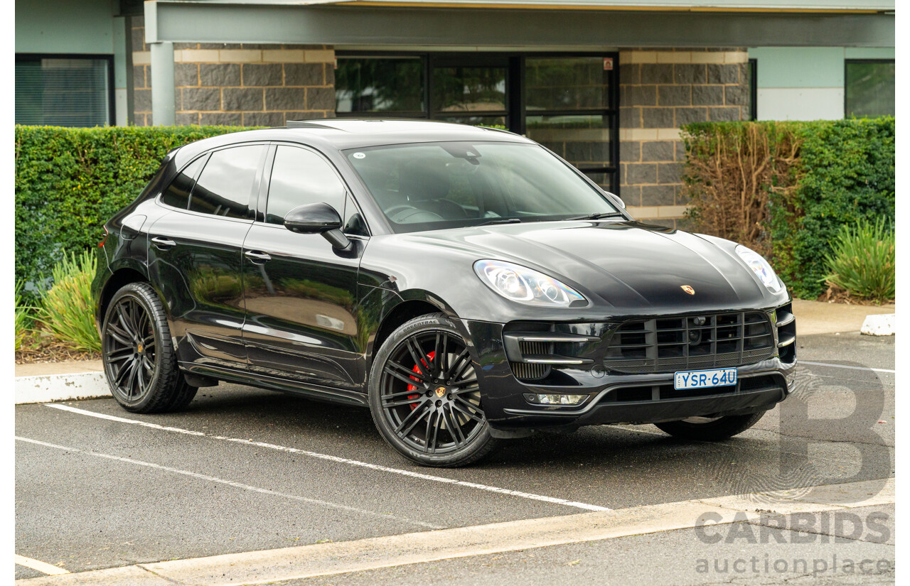 07/2016 Porsche Macan Turbo (AWD) MY16 4d Wagon Jet Black Metallic Twin Turbo V6 3.6L