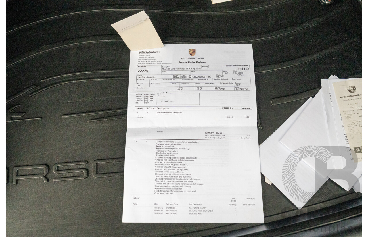 07/2016 Porsche Macan Turbo (AWD) MY16 4d Wagon Jet Black Metallic Twin Turbo V6 3.6L