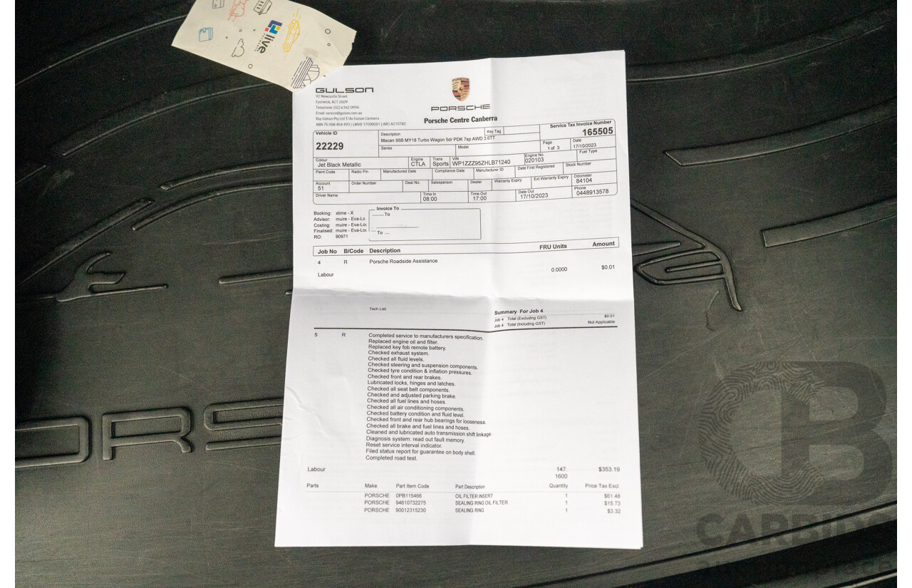 07/2016 Porsche Macan Turbo (AWD) MY16 4d Wagon Jet Black Metallic Twin Turbo V6 3.6L