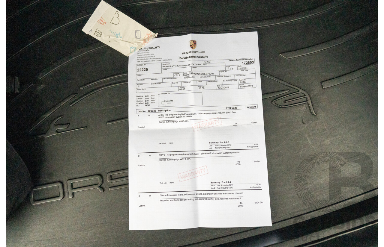 07/2016 Porsche Macan Turbo (AWD) MY16 4d Wagon Jet Black Metallic Twin Turbo V6 3.6L