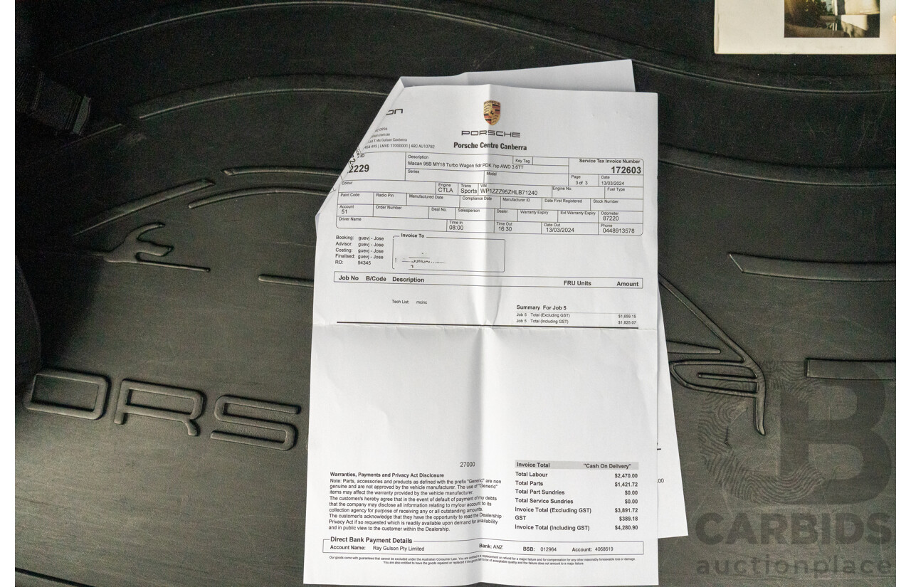 07/2016 Porsche Macan Turbo (AWD) MY16 4d Wagon Jet Black Metallic Twin Turbo V6 3.6L