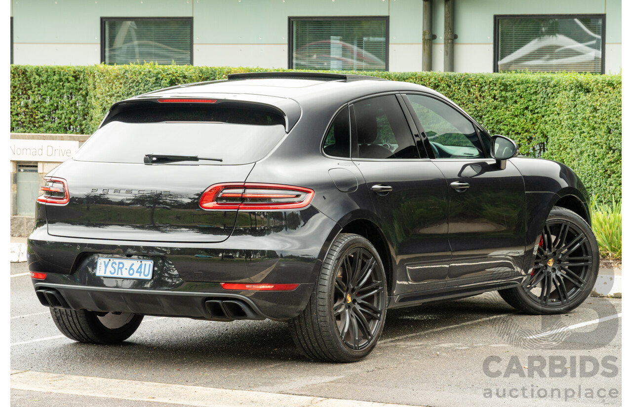 07/2016 Porsche Macan Turbo (AWD) MY16 4d Wagon Jet Black Metallic Twin Turbo V6 3.6L