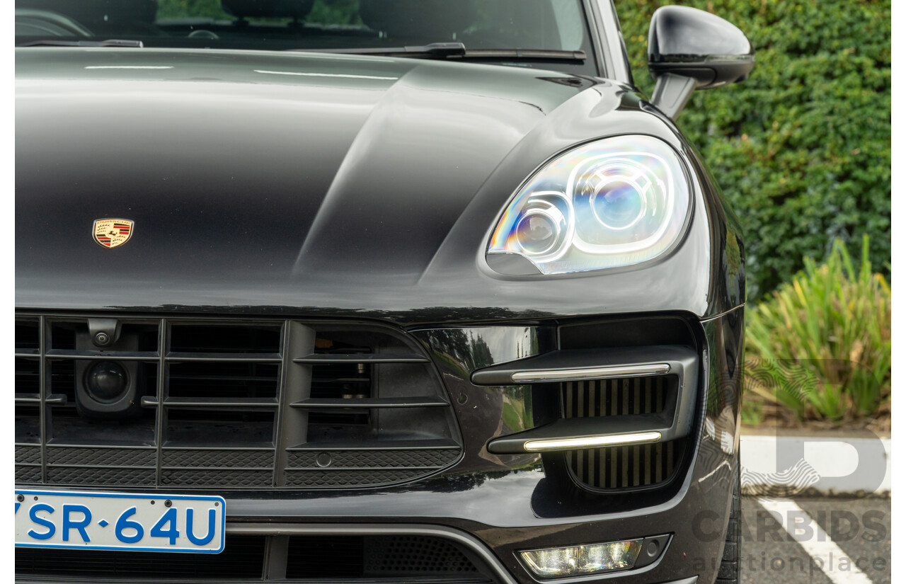 07/2016 Porsche Macan Turbo (AWD) MY16 4d Wagon Jet Black Metallic Twin Turbo V6 3.6L