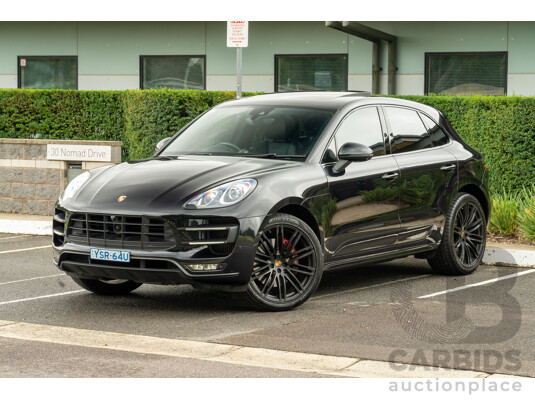 07/2016 Porsche Macan Turbo (AWD) MY16 4d Wagon Jet Black Metallic Twin Turbo V6 3.6L