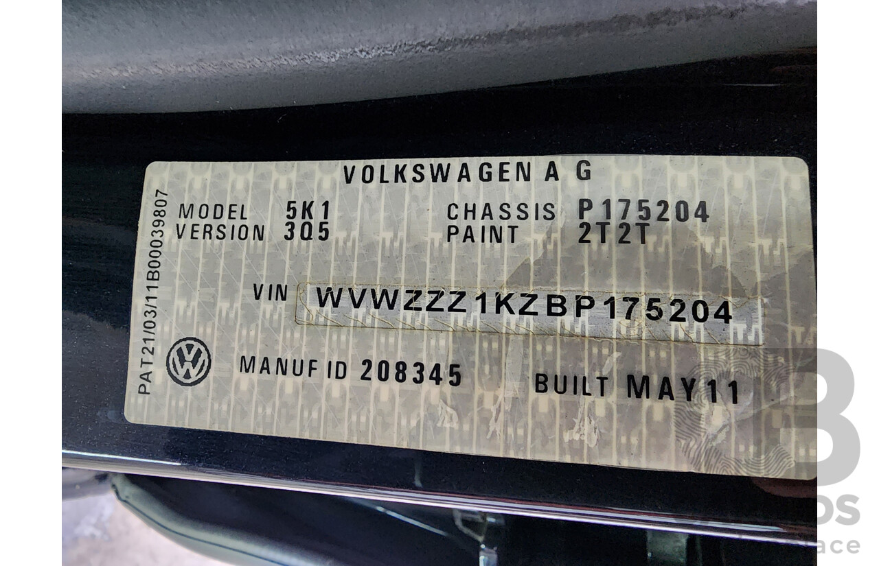 7/2011 Volkswagen Golf 118 TSI Comfortline 1K MY11 5d Hatchback Black 1.4L