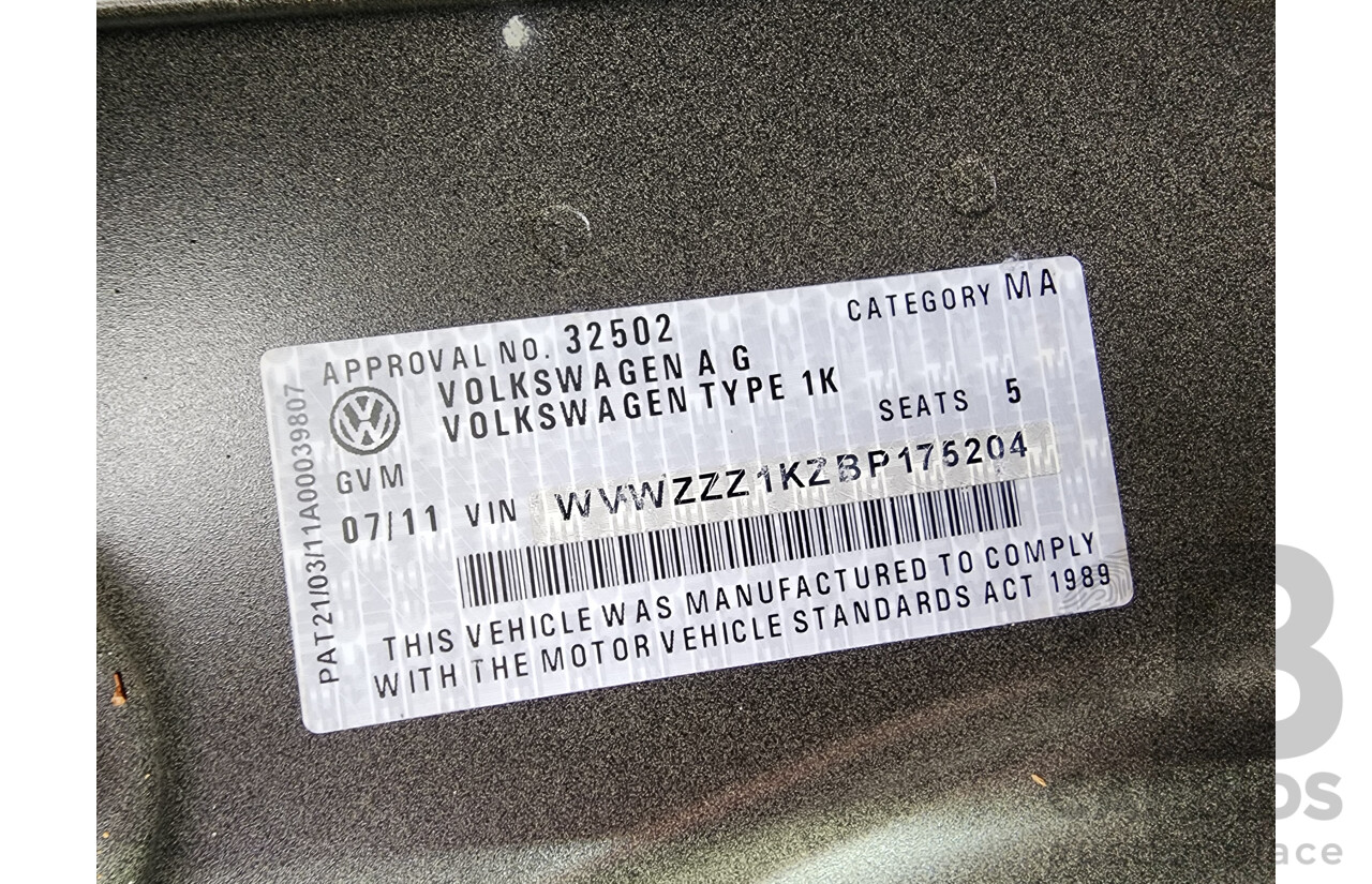 7/2011 Volkswagen Golf 118 TSI Comfortline 1K MY11 5d Hatchback Black 1.4L