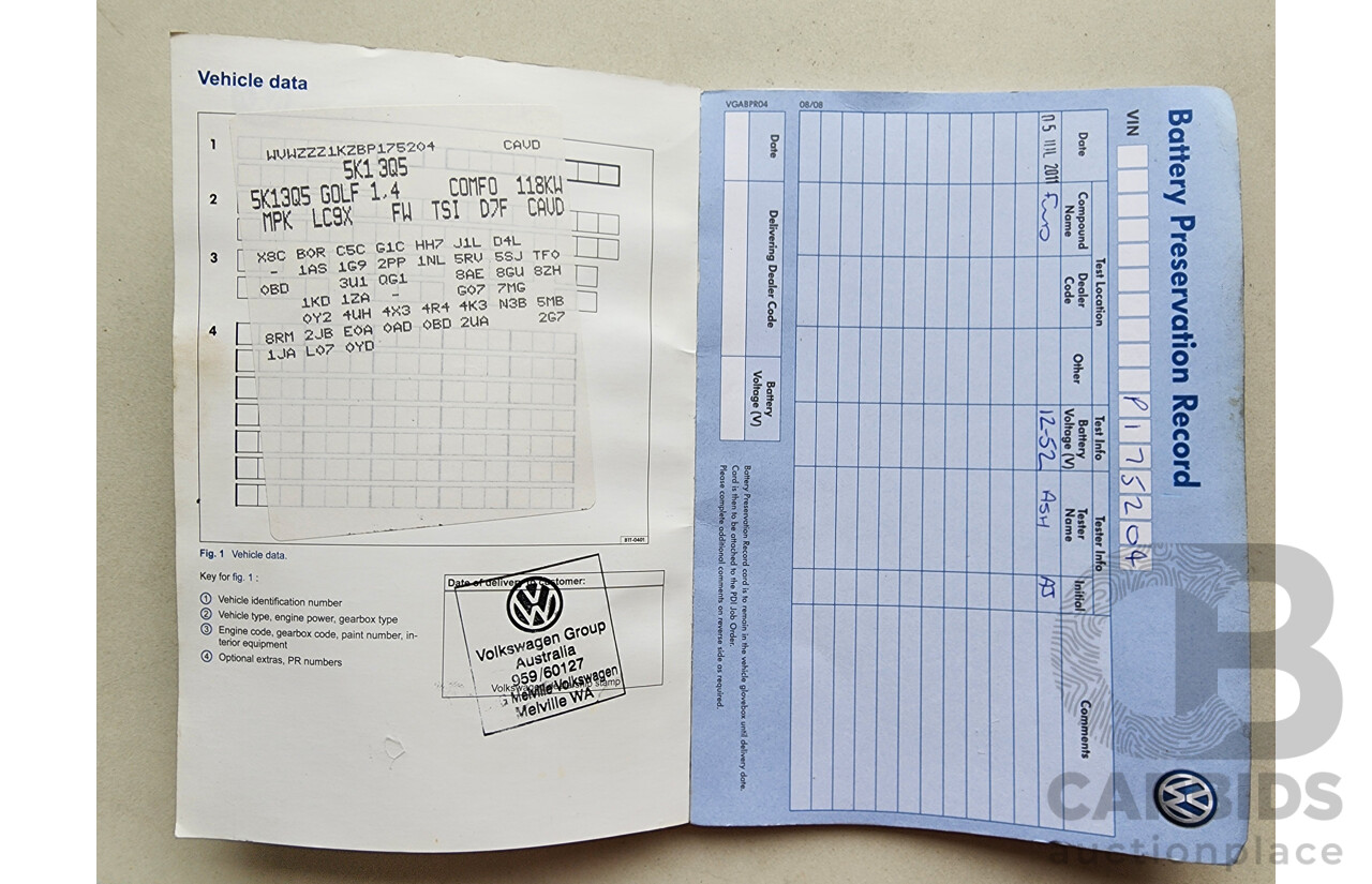 7/2011 Volkswagen Golf 118 TSI Comfortline 1K MY11 5d Hatchback Black 1.4L