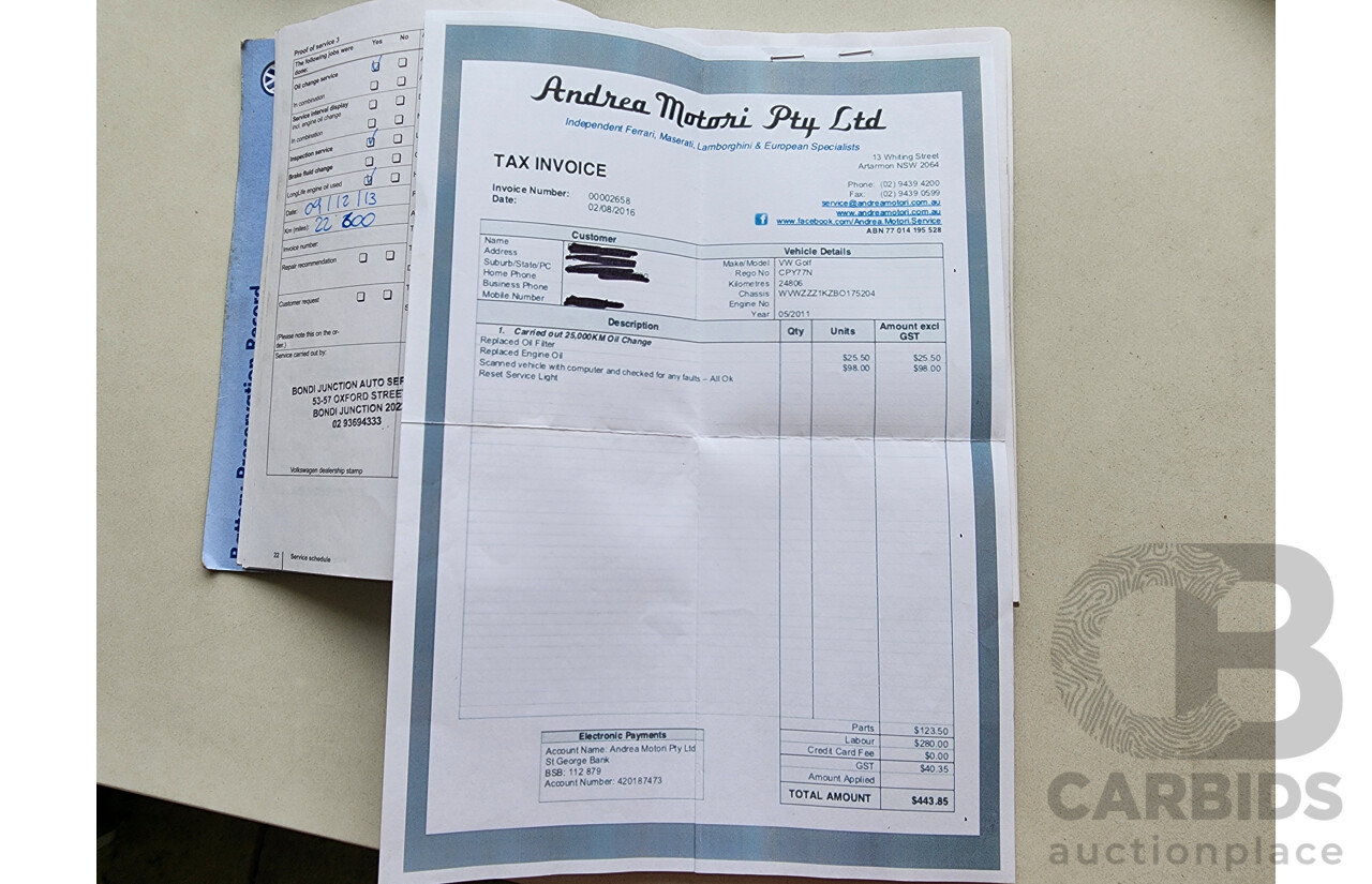 7/2011 Volkswagen Golf 118 TSI Comfortline 1K MY11 5d Hatchback Black 1.4L